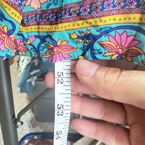 Boutique Short Sleeve Boho Floral Mixed Print Maxi Wrap Dress Boho Blue Small Ru - Picture 9 of 10